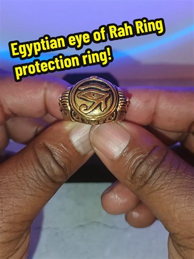 Egyptian eye of Rah ring. this Egyptian jewelry ring is made out of stainless steel metal depicting the eye of Rah the Egyptian sun god. Rah is also the king of gods providing life healing and protection. this is a protection ring. #eyeofrah #egyptianjewelry #egyptianring #protectionring #unisexring