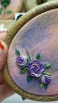 DIY Ribbon Rose Flowers Hand Embroidery Design #handmade #craft #flowers