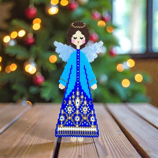 Peyote and Brick Stitch Pattern, Beaded Christmas Digital File, Angel Ornament, Seed Beads - Etsy