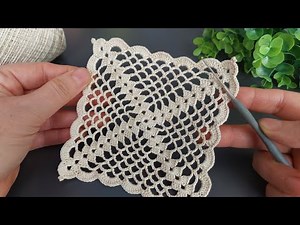 How to Crochet a Delicate Cream Lace Square Motif | Easy Tutorial