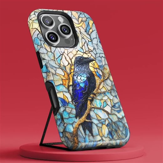 Raven Phone Case, Faux Stained Glass Art Bird Gift Dark Gothic & Nature Lovers, iPhone 17 16 15 14 13 12 Samsung S25 24 23 22 21 Phonecase - Etsy