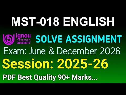 MST 18 Solved Assignment 2025-26 English, MST 18 Solved Assignment 25-26, MST-018 Assignment
