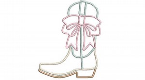 Cowboy Boot Bow Satin Outline Machine Embroidery Design - Cowgirl Boot - 6 X 10 Inch Hoop - Instant Download - Etsy