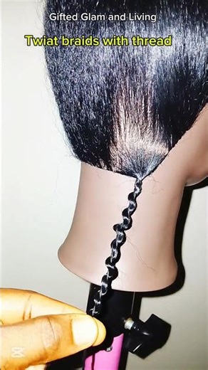 Twist hairstyle with thread #braiding #twist #tutorial #hairtutorial