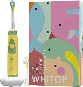 ED03 Avocado Electric Toothbrush for Kids Rechargeable Electronic Power Toothbrushes, IPX8 Waterproof, 3 Modes Wireless Charging Automatic Toothbrush for Children Boys and Girls