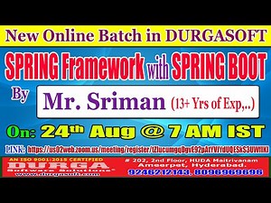 SPRING Framework with SPRINGBOOT Online Training @ DURGASOFT