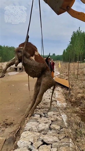 Wie ein Bulldozer einen Ochsen vor dem Ertrinken bewahrt