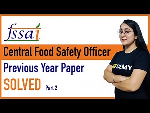 FSSAI Central Food Safety Officer | Previous Year Questions | Solved | General Aptitude | Part 2