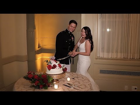 Marine couple uses SWORD to cut wedding cake - Richmond, VA Wedding