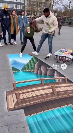 “Painted Bridge Looks So Real People Got Tricked 😳” #sora