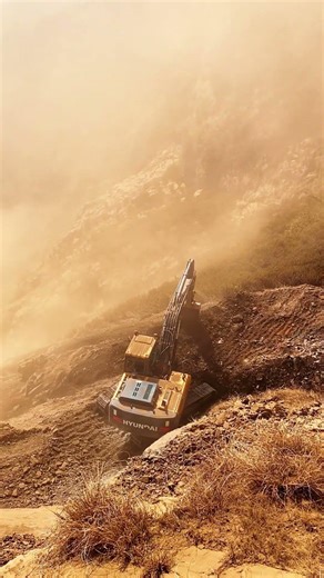 Risky Road Digging with Excavator