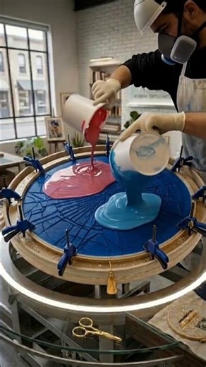 How to Make a Custom Epoxy Resin Coffee Table (Step by Step) #shorts #ResinArt #DIYTable #crafts