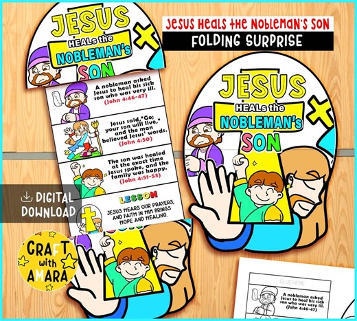 Jesus Heals the Nobleman's Son Folding Surprise Bible Craft: Jesus Miracle Story Children Ministry, Sunday School Church Activity Homeschool - Etsy