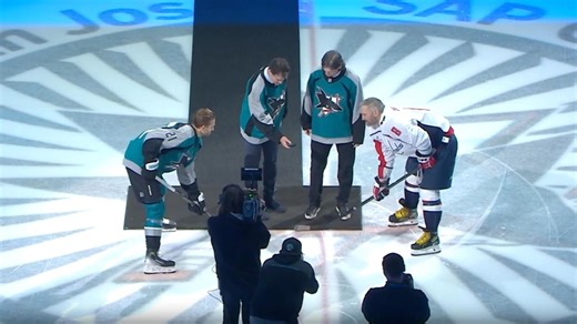 Marleau and Ricci drop the puck