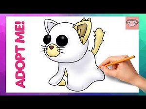 How To Draw Ghostly Cat - Adopt Me | Easy Cute Halloween Art | Drawing Tutorial