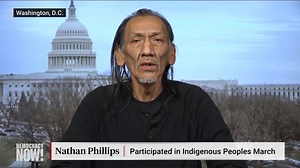 Video: Omaha elder Nathan Phillips sings the American Indian Movement song he sang on Friday as he was surrounded by MAGA hat-wearing Catholic high school students. “That is the first song I ever learned,” he tells us. http://ow.ly/u4dG30npybj | Democracy Now!