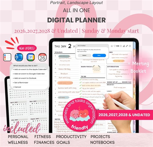 2026-2027 BOOX Note Air - Ultimate Planner, Hyperlinked Digital Planner Bundle, Digital Download PDF Template for ONYX Boox Note tablet - Etsy Italia
