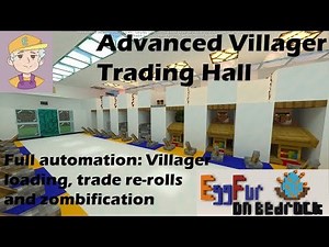 Most automated trading hall for bedrock - villager loading, trade re-rolls and zombification