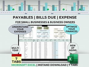 Payable Tracker Business Payment Expense Allocation Manager Excel Invoice Due Vendor Client Spreadsheet Cash Expense Log Daily Month Annual - Etsy