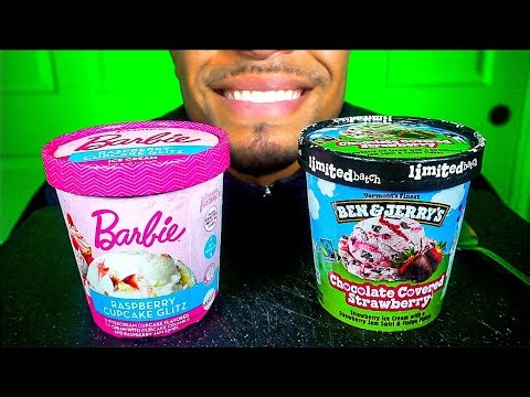 ASMR BARBIE CHOCOLATE COVERED STRAWBERRY PARTY CUPCAKE GLITZ EATING ICE CREAM CANDY SOUNDS JERRY