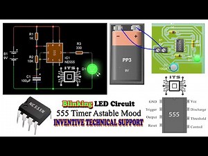 555 Timer IC Blinking LED Astable Multivibrator By Inventive Technical Support (ITS)