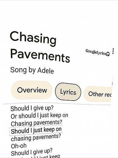 Chasing Pavements Lyrics by Adele