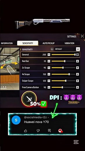 New Settings ⚙️ Huawei nova Y70 || +Dpi 📲 2025 ⚡️ Free Fire Highlights🗿