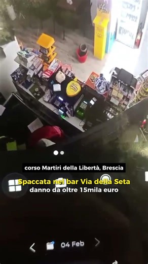 Spaccata nel bar Via della Seta a Brescia, il video del furto