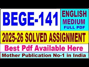 BEGE 141 solved assignment 2025-26 || bege 141 solved assignment 2026 in English || ignou bege141
