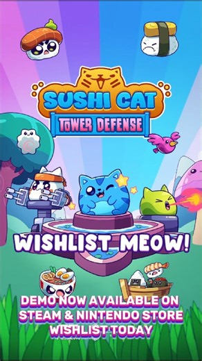 🚨 DEMO NOW LIVE 🚨 🍣😼 Sushi Cat – Tower Defense is officially playable! Jump into the demo and experience the cute chaos for yourself: Build your defenses. Place your towers. Survive waves of angry sushi. ⚔️ It’s cozy. It’s chaotic. And every run hits different. Play the Demo Add to Wishlist NOW 🖥️ Steam PC: https://armor.ag/SC-TD 🎮 Nintendo Switch / Switch 2: https://armor.ag/SCTD-Switch #SushiCat #TowerDefense #IndieGames #Steam #Gaming | Armor Games