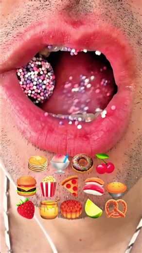 ASMR mukbang emoji food challenge green candy #ASMR #mukbang