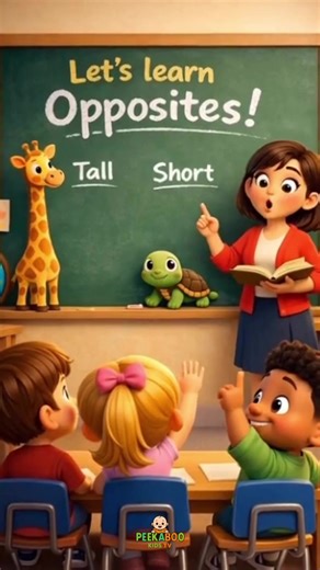 Learning opposites is so much fun! 🤩 Tall or short — can you spot the difference? 📚🎨 #LearnWithFun #KidsLearning #OppositesForKids #ToddlerEducation #PreschoolFun
