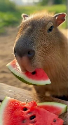 Cute Capybara Eating Watermelon 🍉 | DailyCapybaraLife