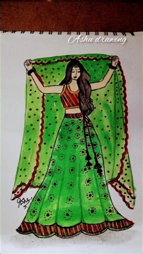 Beautiful bride girl drawing ❤️💚#art #trending #drawing #shorts#youtubeshorts #viral #subscribe