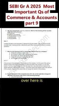 SEBI Gr A 2025 Most Important Qs of Commerce & Accounts No of applications part 9 #sebigradea