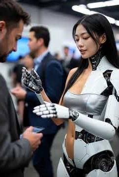 “How Can I Assist You?” — Next-Gen Robot Girl at Tech Expo #humanoidrobot #futuretech
