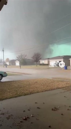 Rain-Wrapped Tornado Appears at End of Street Terrifying Phone Footage