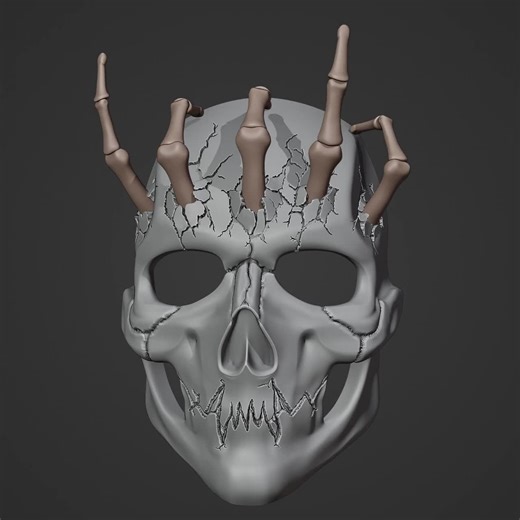 Crowned Skull Mask - 3D MODEL for PRINTING - Etsy