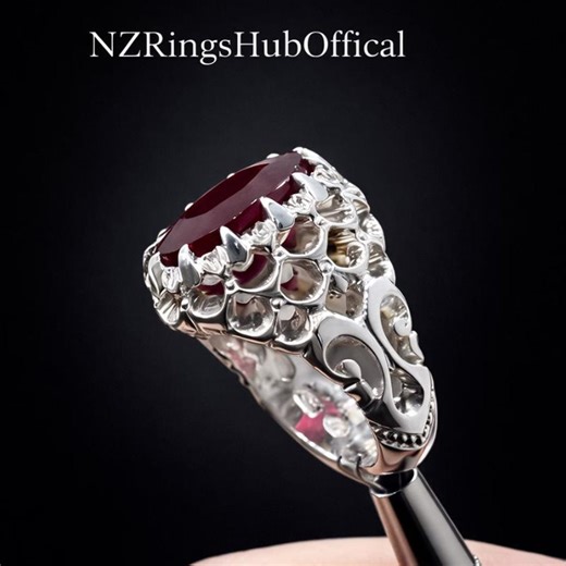 Natural Ruby Ring: Sterling Silver 925 Gemstone Men's Ring - Etsy