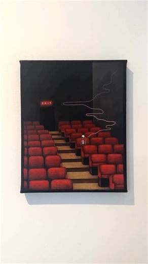 15K views · 641 reactions | Because even death enjoys a good movie嗢 @smallwhitemonster #surrealism #painting #painting #artdaily #artreels #painting #canvas #skeleton #movietheatre | Arts Help | Facebook