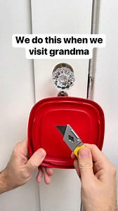 3.8M views · 5.9K reactions | When visiting grandma for the holidays, I use a plastic container as a temporary barrier to help keep our little ones out of her sewing room and away from sewing supplies grandma #dad #holidaytravel #familytravel This video is for entertainment purposes only and is not meant as advice. Always use proper childproofing and supervision. | Liz & Jeff | Facebook