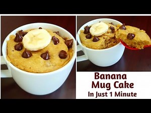 1 Minute Microwave Banana Mug Cake Recipe | Healthy Banana Mug Cake Eggless