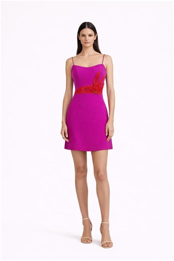 Spaghetti Strap Mini Dress – Handwoven Toquilla Straw Waist Accent, Sculpted Party Dress - Etsy