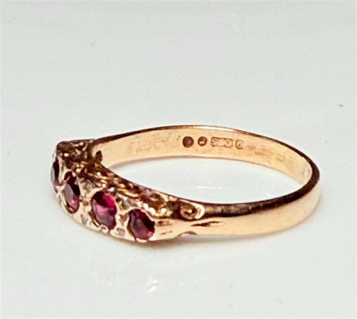 Ruby Ring Vintage Engagement Ring London Antique Victorian 9K Yellow Gold Genuine Earth Mined Ruby Diamond Wedding Band July Birthday Gift - Etsy