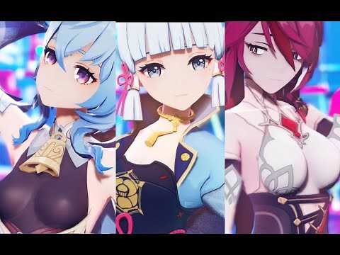 【Genshin Impact MMD/4K/60FPS】Ganyu & Ayaka & Rosaria【スキスキ絶頂症】