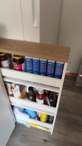 Small Kitchen Cart, 4-Tier Slim Rolling Island with Handle, Laundry Room Storage Between Washer and Dryer, Kitchen Organizers & Storage Cart, Narrow Spice Rack on Wheels Next to Fridge