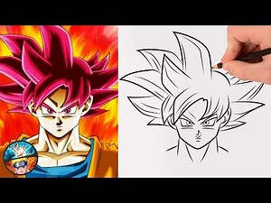DRAWING GOKU SUPER SAYIAN GOD RED - DRAGONBALL - HOW TO DRAW