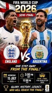England vs Argentina | FIFA World Cup 2026 Semi-Final | Epic Clash for a Place in the Final! 🔥