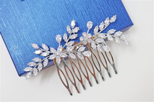 Cubic Zirconia Bridal Hair Comb: Diamond Vine Leaves, Wedding Hair Accessory - Etsy UK