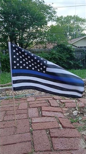 Thin Blue Line flag waving in the wind